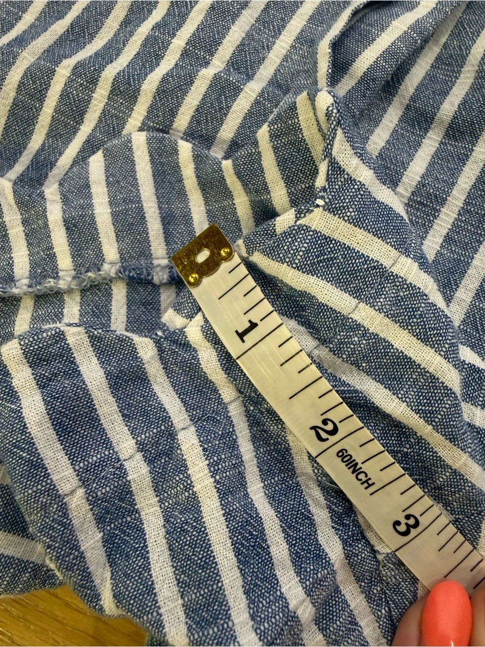 Blu Pepper Blue White Stripe Paperbag Scallop Hem Shorts Medium Cotton - Picture 5 of 11